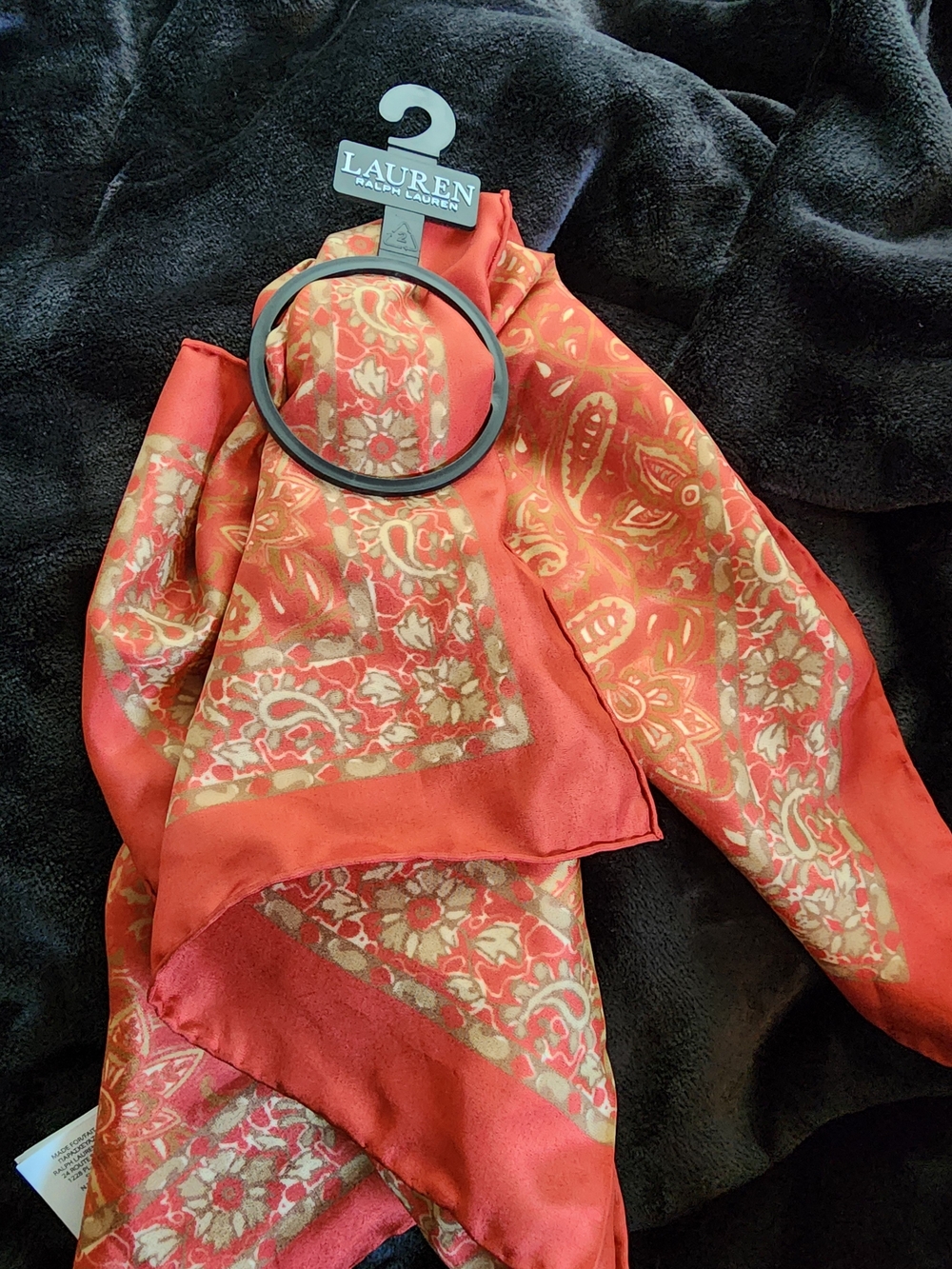 Lauren Ralph Lauren Red Floral Silk Scarf